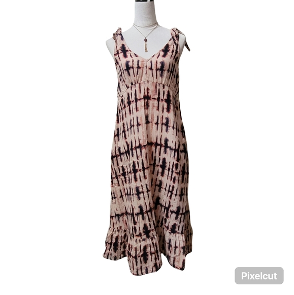 Tie-Dye Cotton Sleeveless Maxi Dress Muslin XS 0/2 - Picture 1 of 14